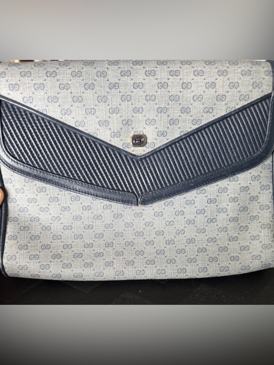VINTAGE🔥Gucci Gray Crossbody Shoulder Bag with Black Trim main image 13